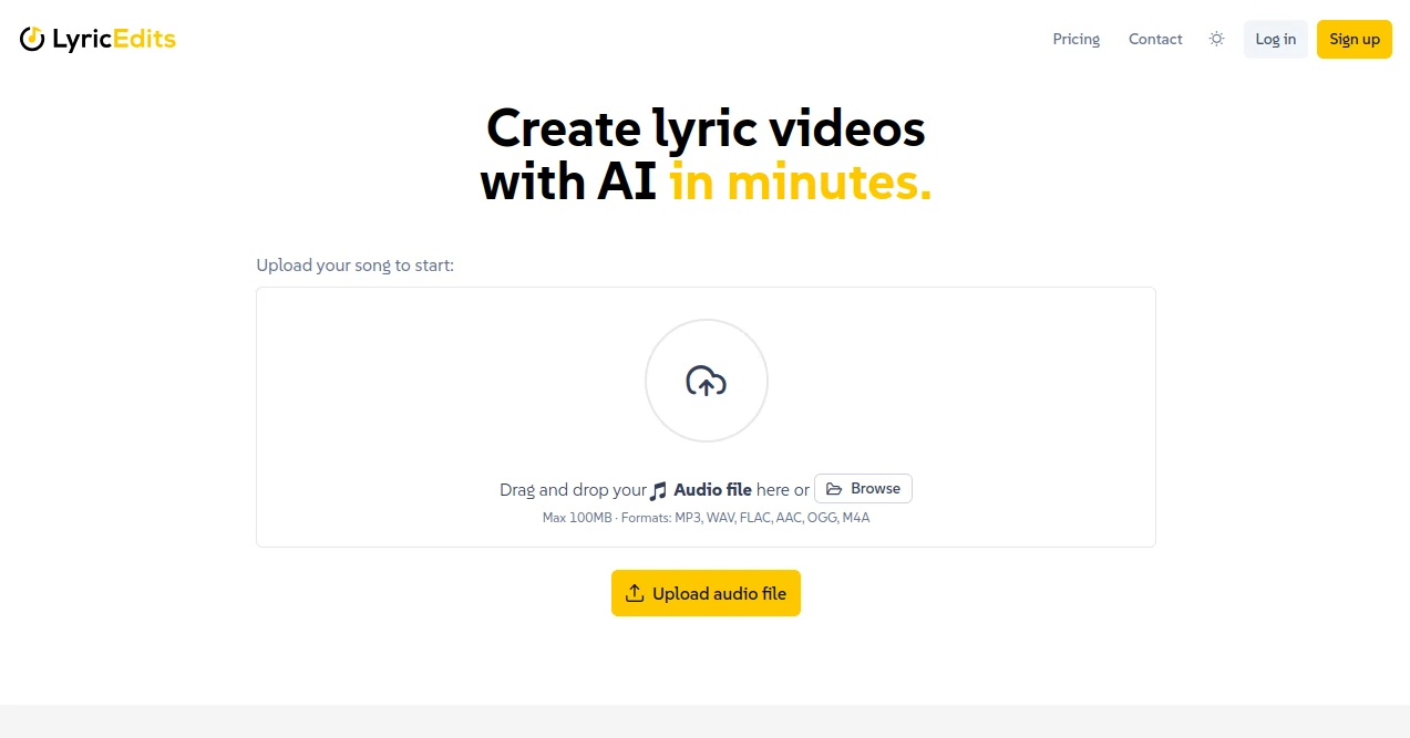 Screenshot of lyricedits – An AI tool in the ,AI Lyrics Generator ,AI Animated Video ,AI Music Video Generator ,AI Video Generator  category, showcasing its interface and key features.
