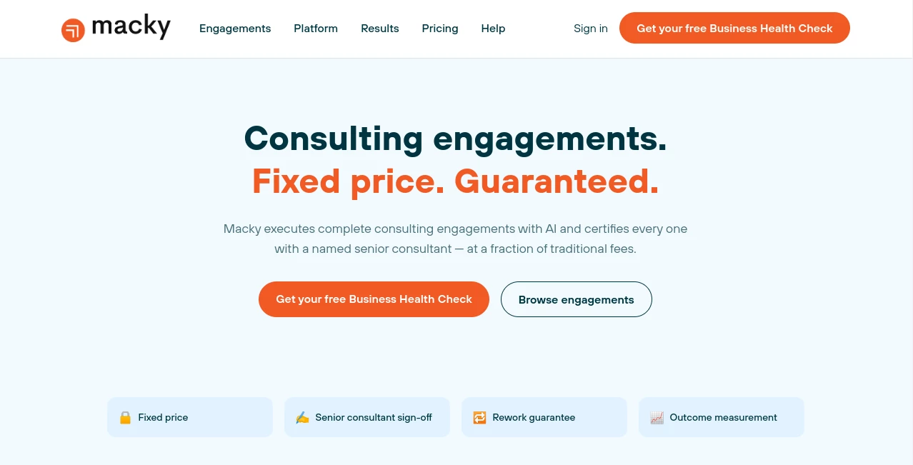 Screenshot of Macky – An AI tool in the ,AI Productivity Tools ,AI Research Tool ,AI Consulting Assistant ,Business  category, showcasing its interface and key features.