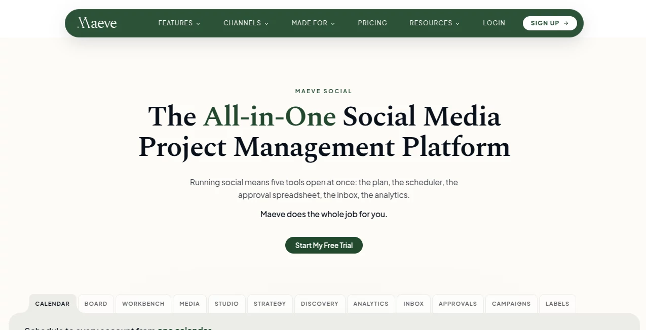 Screenshot of Maeve – An AI tool in the ,AI Content Generator ,AI Social Media Assistant ,AI Analytics Assistant ,AI Marketing Plan Generator  category, showcasing its interface and key features.