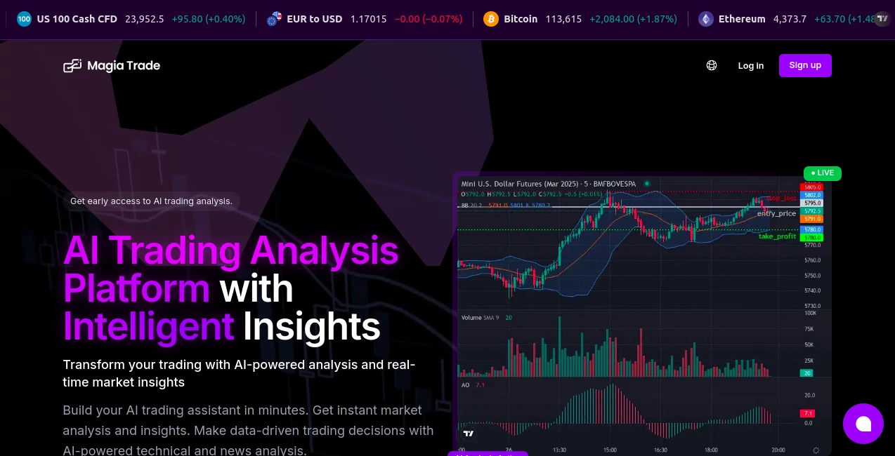 Screenshot of Magia Trade – An AI tool in the ,AI Investing Assistant  category, showcasing its interface and key features.