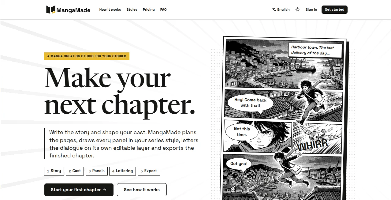 Screenshot of MangaMade – An AI tool in the ,AI Illustration Generator ,AI Manga & Comic ,AI Anime Art ,Image ,AI Story Writing  category, showcasing its interface and key features.