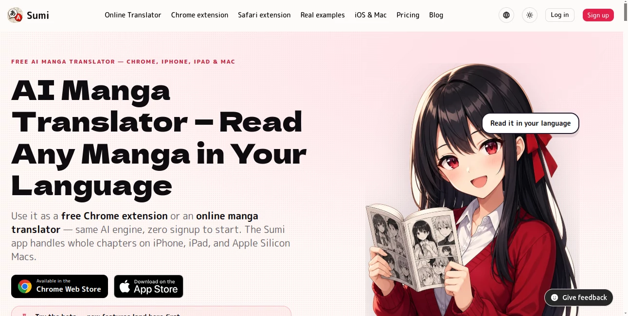 Screenshot of Sumi – An AI tool in the ,AI Manga & Comic ,AI Translate  category, showcasing its interface and key features.