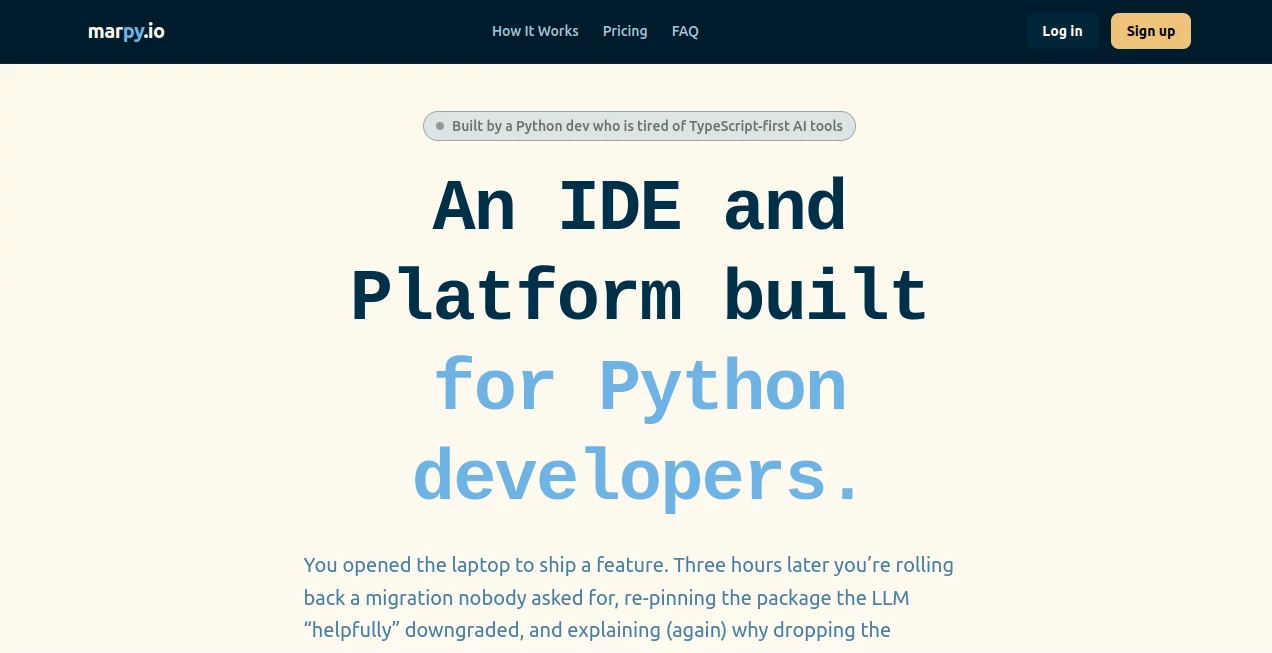 Screenshot of Marpy – An AI tool in the ,AI Code Assistant ,AI Developer Tools ,AI App Builder  category, showcasing its interface and key features.