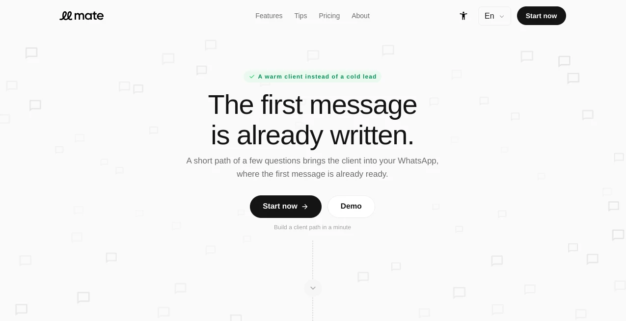 Screenshot of Mate – An AI tool in the ,AI Lead Generation ,AI Forms & Surveys ,AI Customer Service Assistant ,AI Workflow Management  category, showcasing its interface and key features.