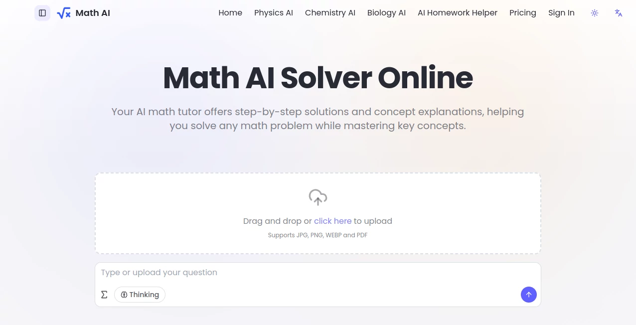 Screenshot of Math AI – An AI tool in the ,AI Homework Helper ,AI Education Assistant  category, showcasing its interface and key features.