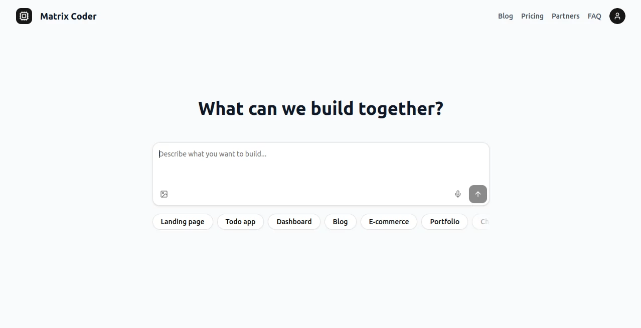 Screenshot of Matrix Coder – An AI tool in the ,AI Website Builder ,AI No-Code & Low-Code ,AI Code Generator ,AI Developer Tools  category, showcasing its interface and key features.