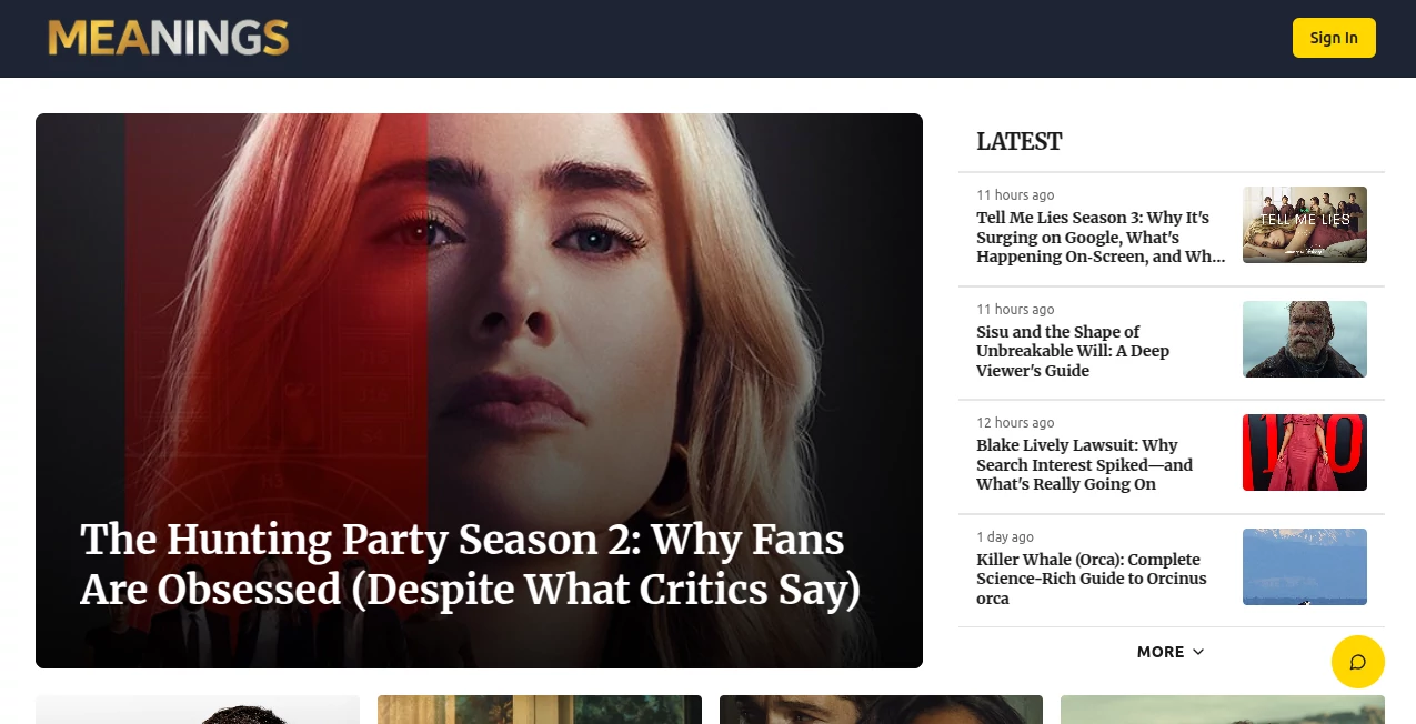 Screenshot of MEANINGS – An AI tool in the ,AI Life Assistant ,AI Fun Tools  category, showcasing its interface and key features.