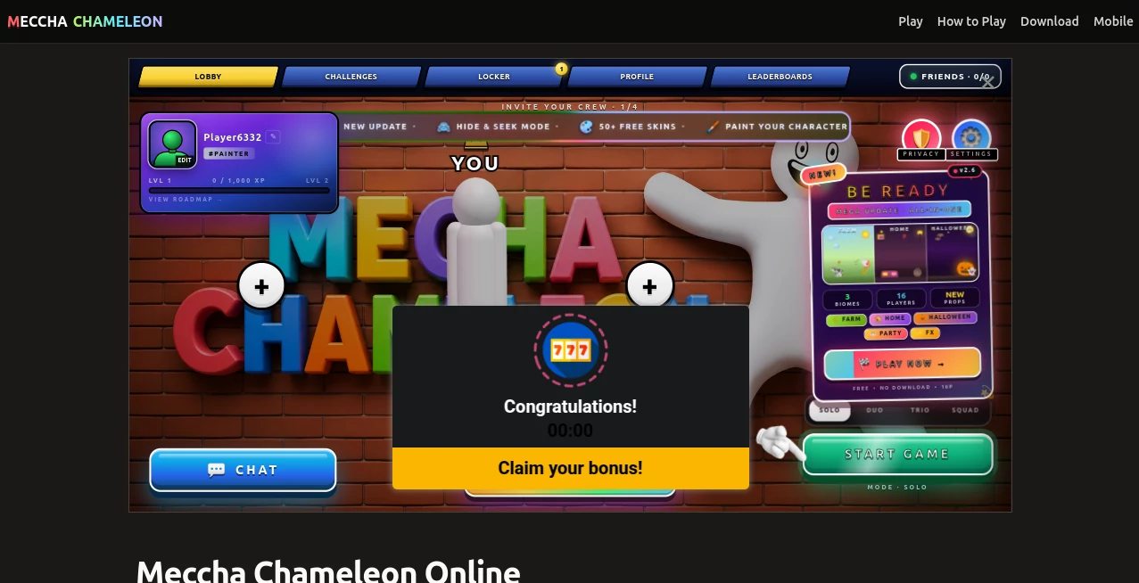Screenshot of meccha chameleon online – An AI tool in the ,AI Fun Tools ,AI Game  category, showcasing its interface and key features.