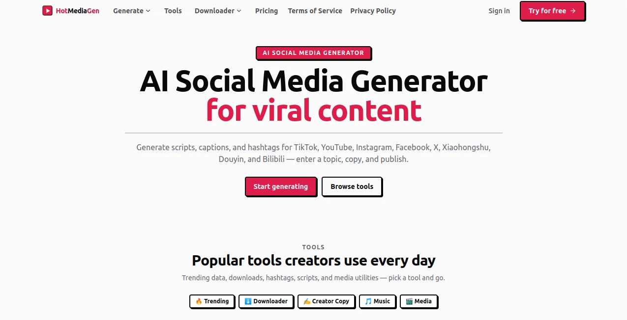 Screenshot of Mediagen – An AI tool in the ,AI Image to Video ,AI Video Generator ,AI Text to Video ,AI UGC Video Generator  category, showcasing its interface and key features.