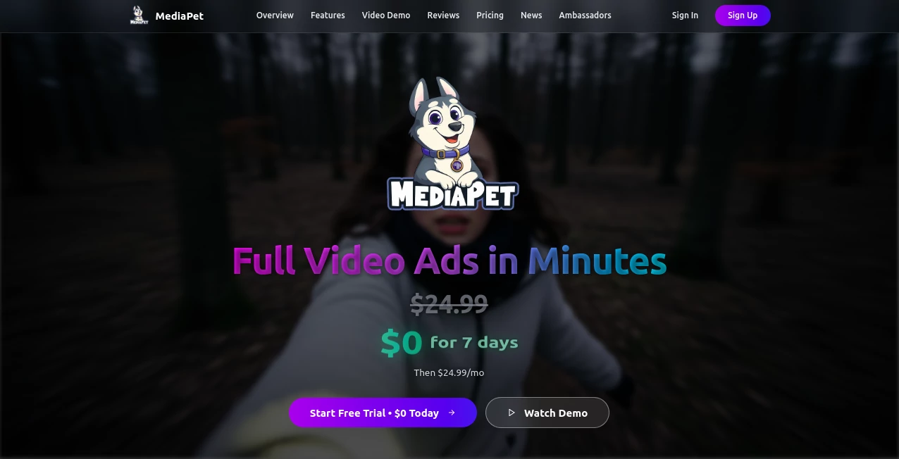 Screenshot of MediaPet – An AI tool in the ,AI Script Writing ,AI Photo & Image Generator ,AI Video Generator ,AI Ad Generator  category, showcasing its interface and key features.