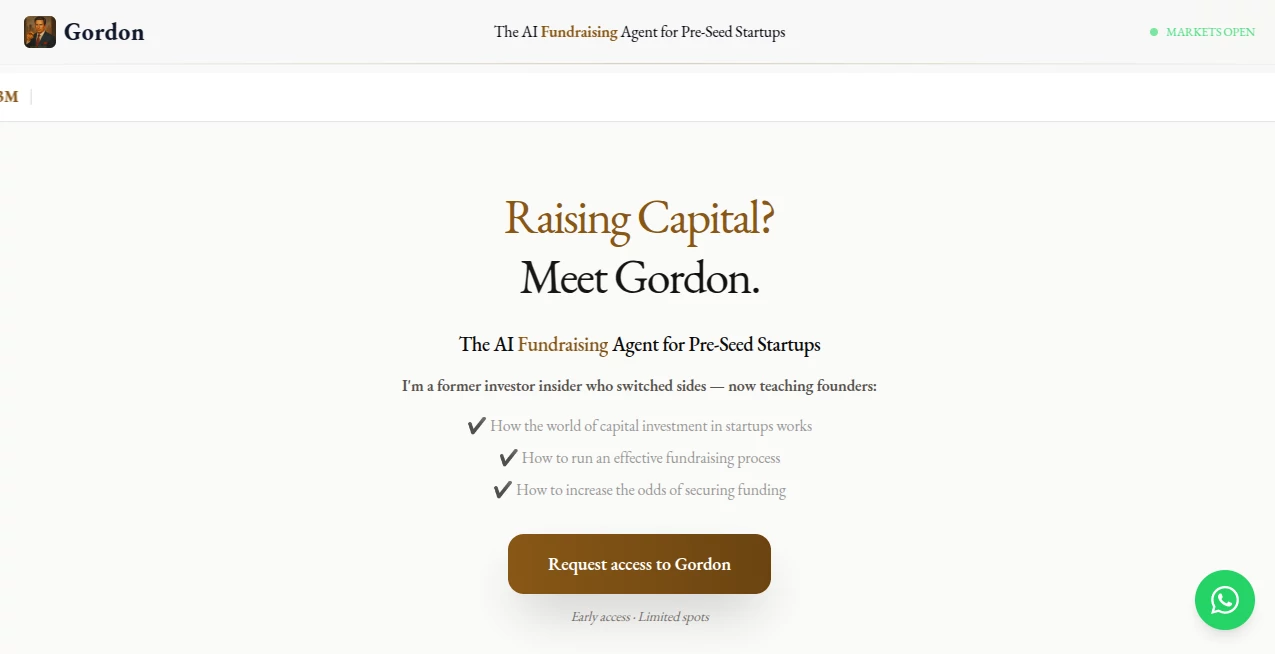 Screenshot of Gordon – An AI tool in the ,AI Sales Assistant ,AI Email Generator ,AI Response Generator ,AI Lead Generation  category, showcasing its interface and key features.
