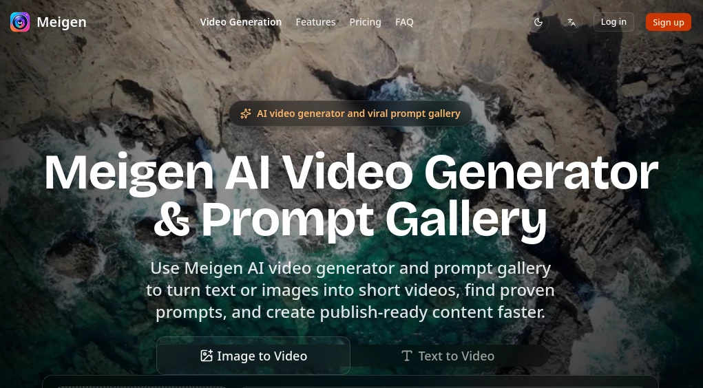 Screenshot of Meigen AI – An AI tool in the ,AI Animated Video ,AI Image to Video ,AI Text to Video ,AI Video Generator  category, showcasing its interface and key features.