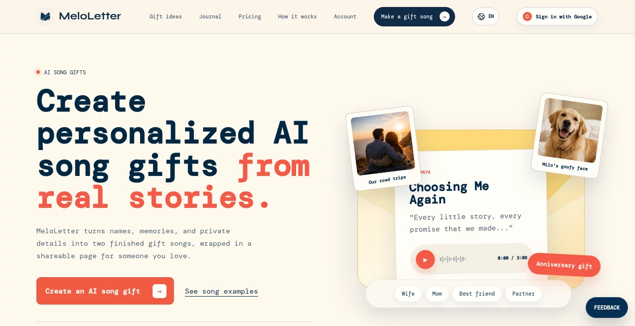Screenshot of MeloLetter – An AI tool in the ,AI Music Generator ,AI Voice & Audio Editing ,AI Text to Music ,AI Fun Tools  category, showcasing its interface and key features.