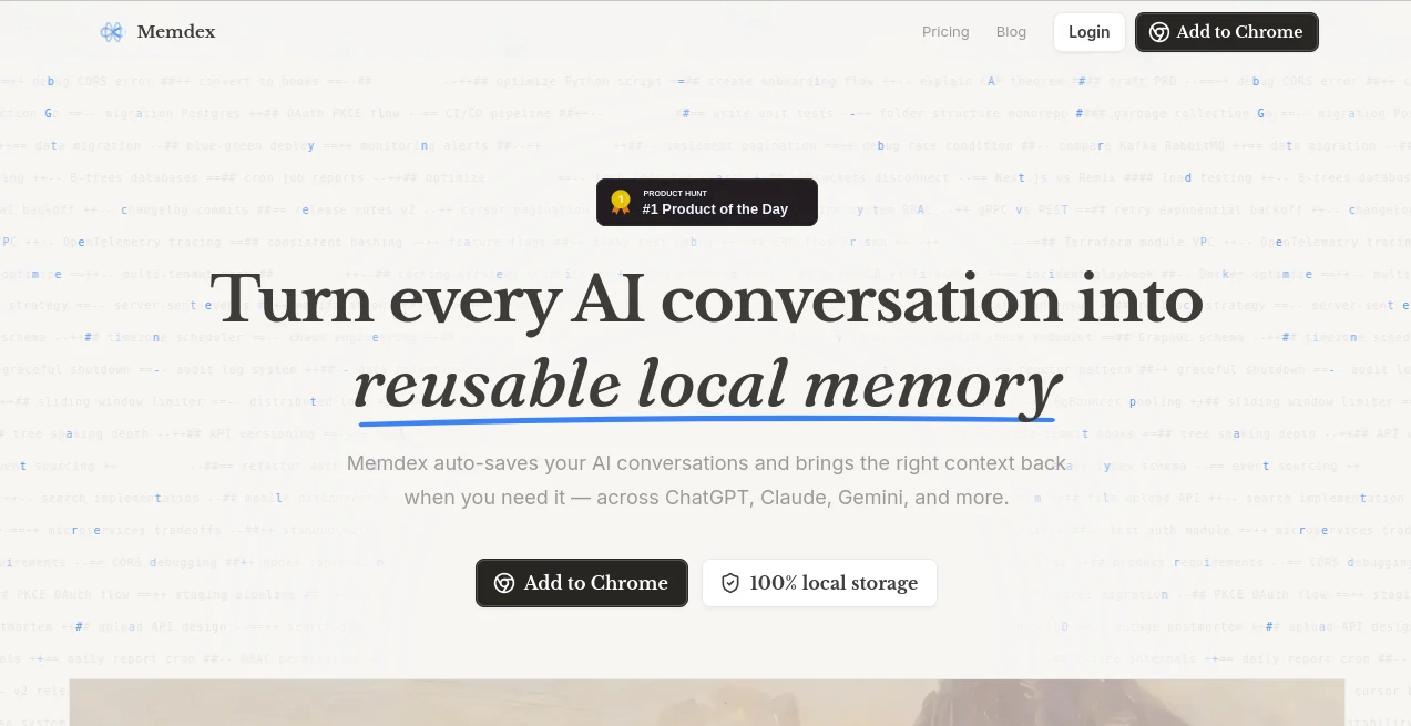 Screenshot of Memdex – An AI tool in the ,AI Chatbot ,AI Knowledge Management ,AI Productivity Tools ,AI Notes Assistant  category, showcasing its interface and key features.