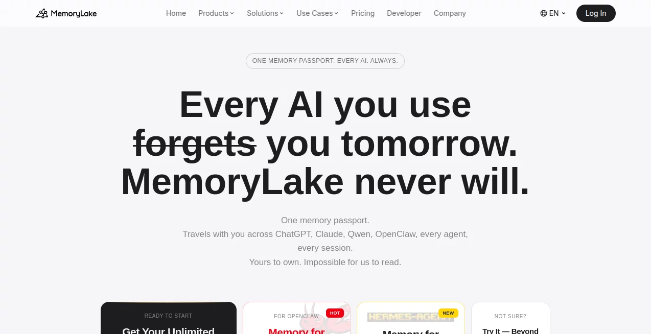 Screenshot of MemoryLake – An AI tool in the ,AI Knowledge Management ,AI Productivity Tools ,AI Knowledge Base ,AI Notes Assistant  category, showcasing its interface and key features.