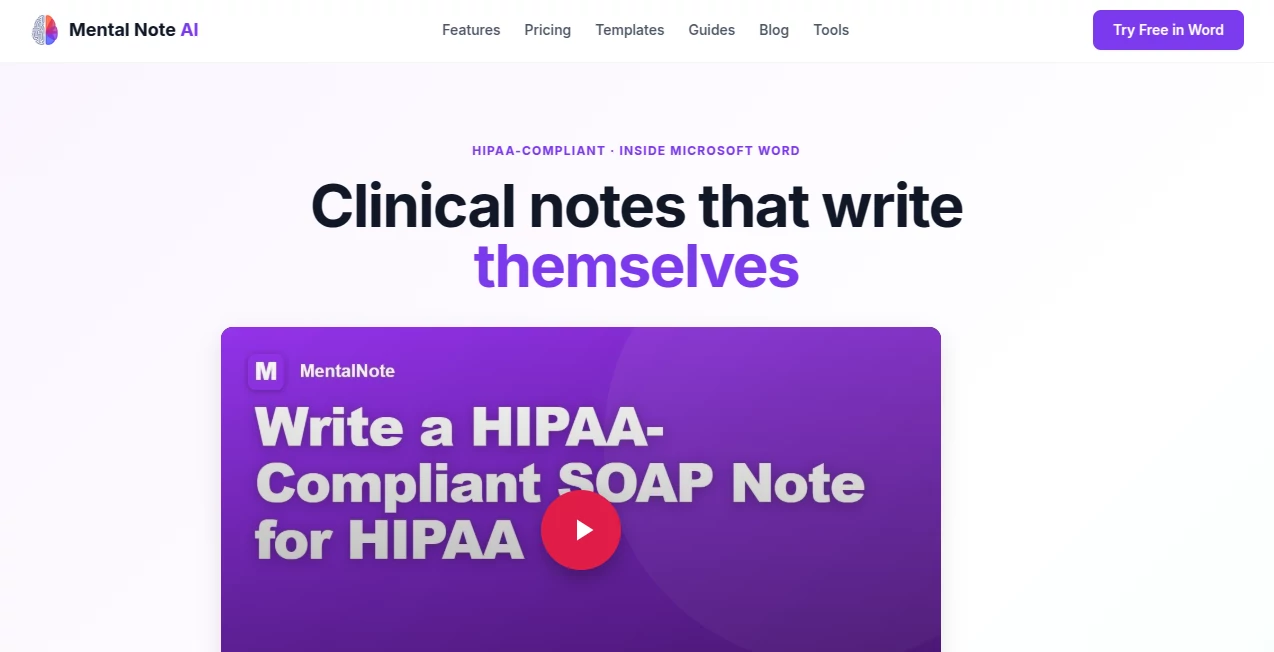 Screenshot of Mental Note – An AI tool in the ,AI Documents Assistant ,AI Healthcare ,AI Notes Assistant  category, showcasing its interface and key features.