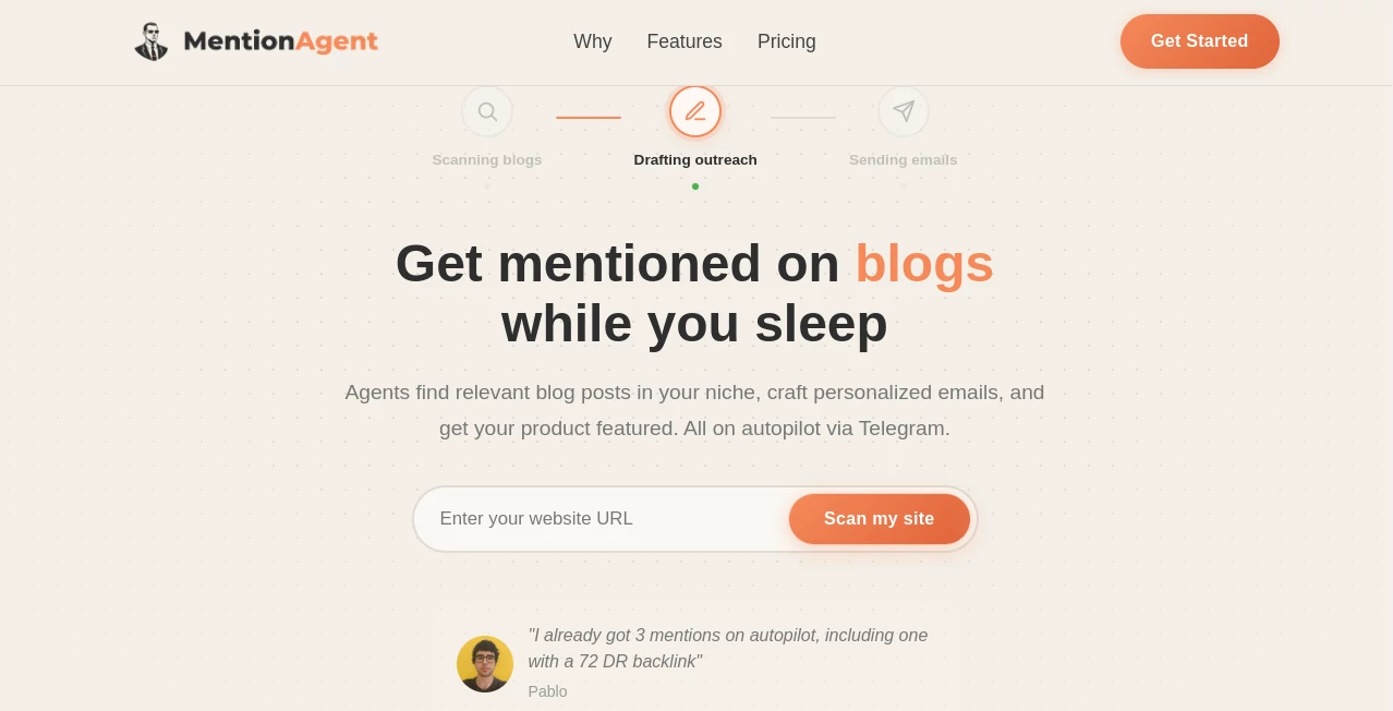 Screenshot of MentionAgent – An AI tool in the ,AI Analytics Assistant ,AI Social Media Assistant ,AI Marketing Plan Generator  category, showcasing its interface and key features.