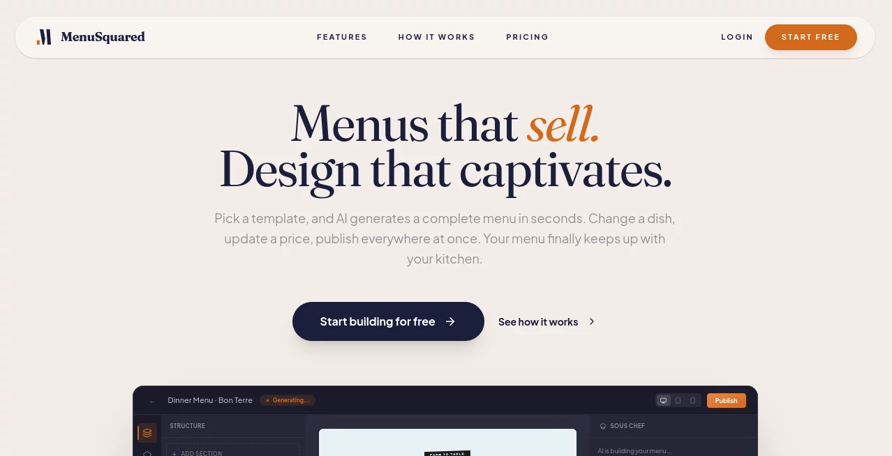 Screenshot of MenuSquared – An AI tool in the ,AI Content Generator ,AI Business Ideas Generator ,AI Design Assistant ,AI Productivity Tools  category, showcasing its interface and key features.