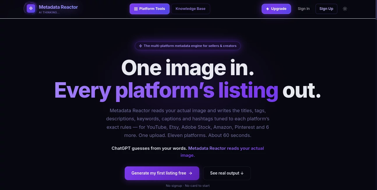Screenshot of Metadata Reactor – An AI tool in the ,AI Image Recognition ,AI SEO Assistant ,AI Social Media Assistant ,Marketing  category, showcasing its interface and key features.