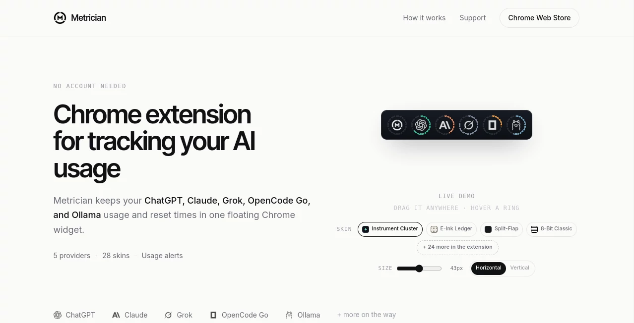 Screenshot of Metrician – An AI tool in the ,AI Productivity Tools ,AI Analytics Assistant  category, showcasing its interface and key features.