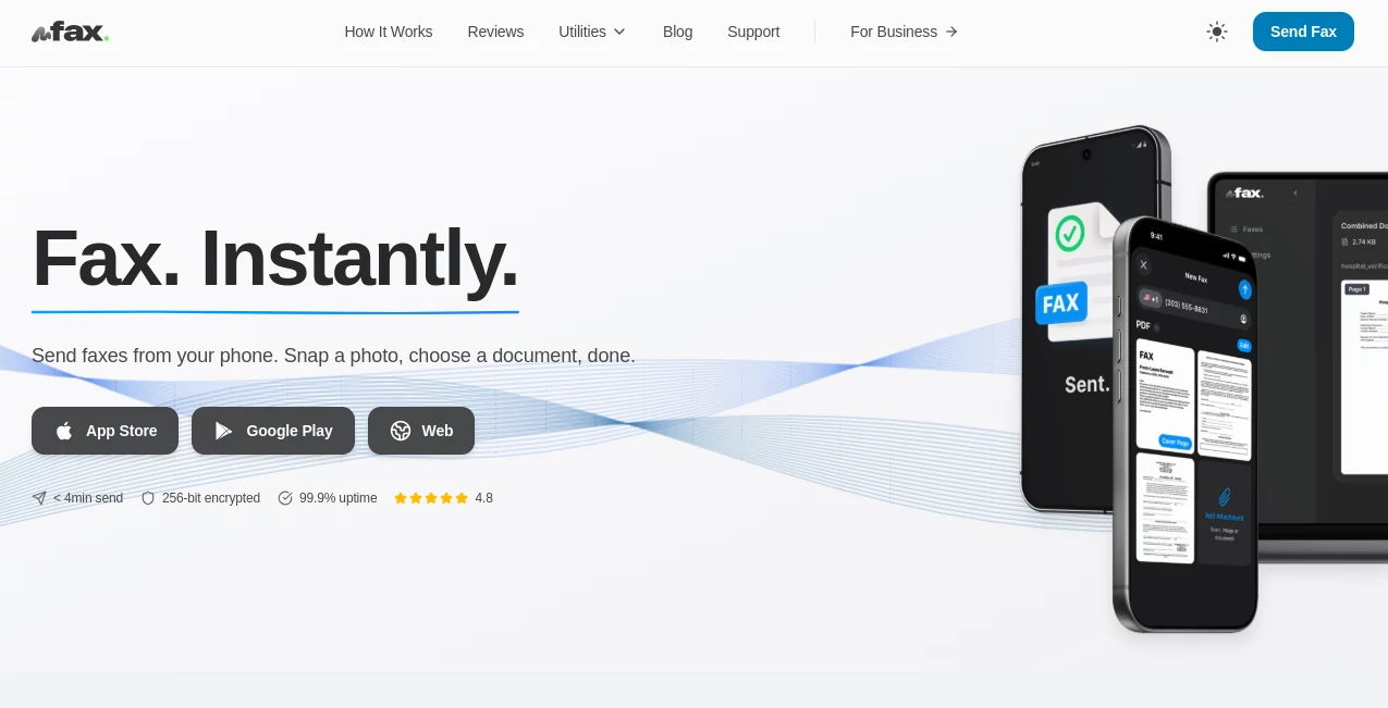 Screenshot of mFax – An AI tool in the ,Other  category, showcasing its interface and key features.