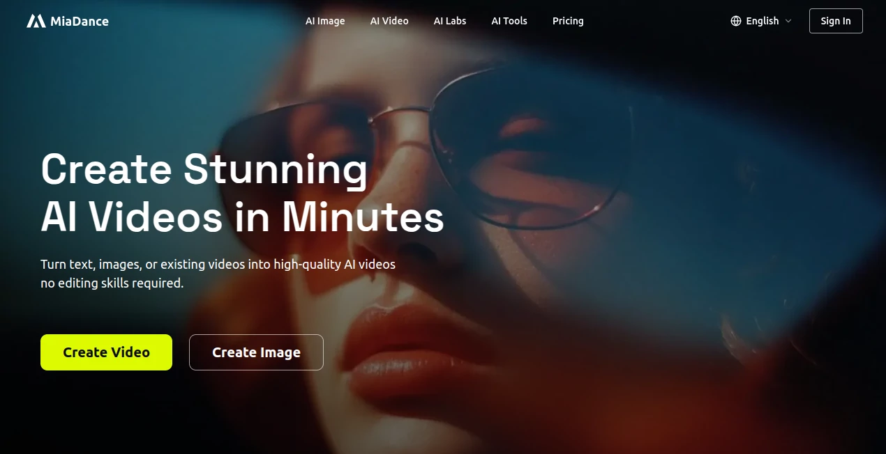 Screenshot of MiaDance – An AI tool in the ,AI Photo & Image Generator ,AI Image to Video ,AI Text to Video ,AI Video Generator  category, showcasing its interface and key features.