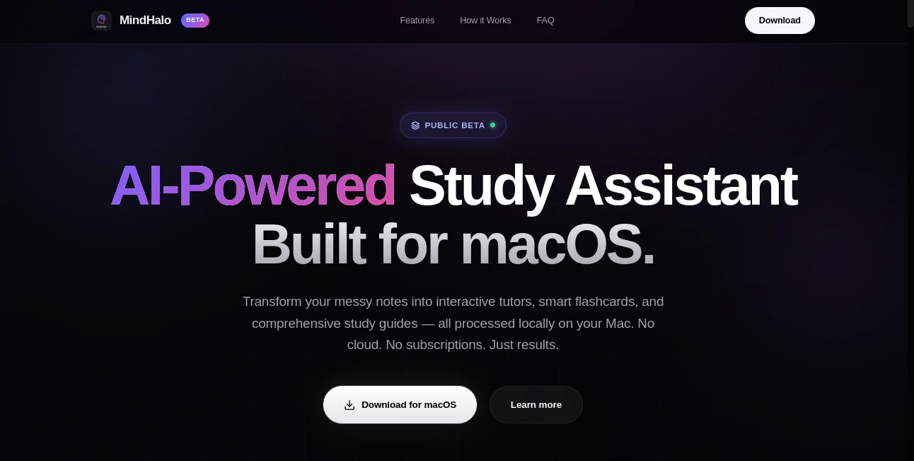 Screenshot of MindHalo – An AI tool in the ,AI Tutorial ,AI Education Assistant ,AI Homework Helper ,AI Knowledge Base  category, showcasing its interface and key features.
