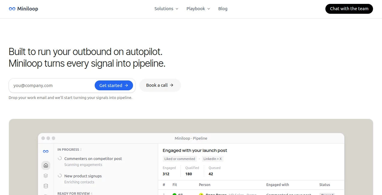 Screenshot of Miniloop – An AI tool in the ,AI Sales Assistant ,AI CRM Assistant ,AI Lead Generation ,AI Workflow Management  category, showcasing its interface and key features.