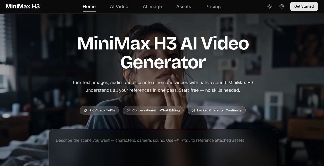 Screenshot of MiniMax H3 – An AI tool in the ,AI Video to Video ,AI Image to Video ,AI Video Generator ,AI Text to Video  category, showcasing its interface and key features.