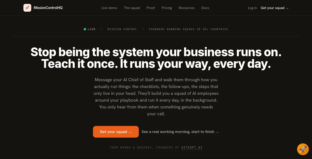Screenshot of MissionControlHQ – An AI tool in the ,AI Workflow Management ,AI Project Management ,AI Productivity Tools ,AI Task Management  category, showcasing its interface and key features.