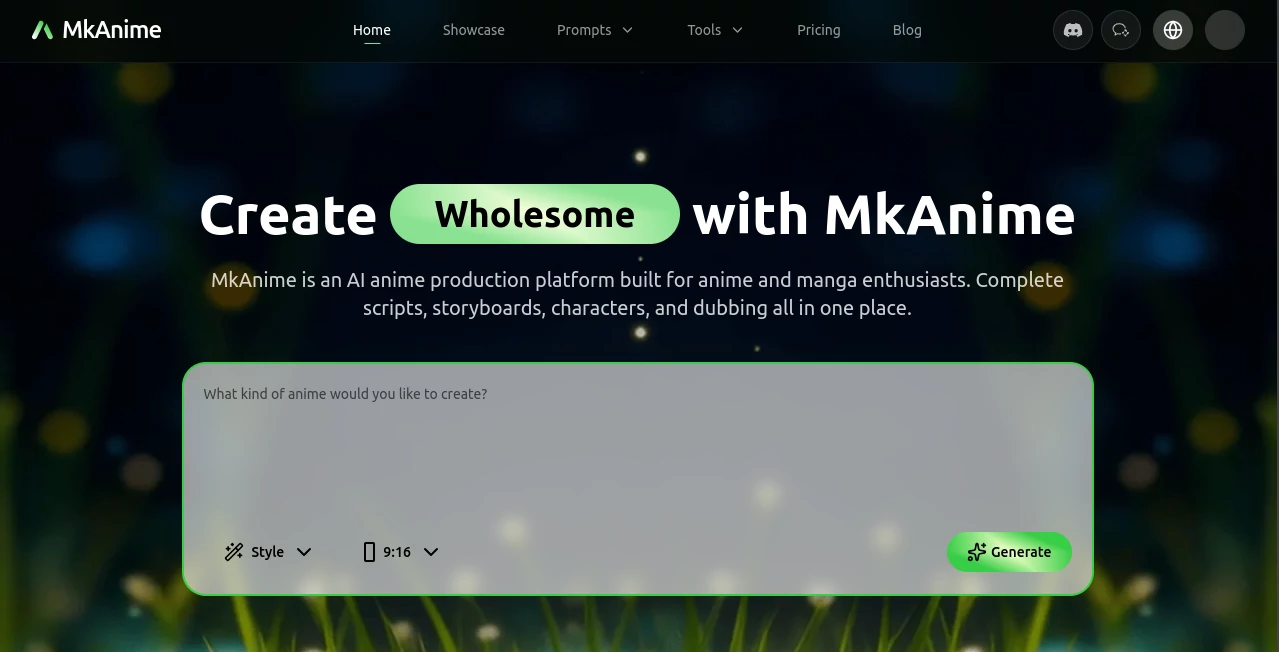 Screenshot of MkAnime – An AI tool in the ,AI Anime & Cartoon Generator ,AI Animated Video ,AI Video Generator ,AI Character  category, showcasing its interface and key features.