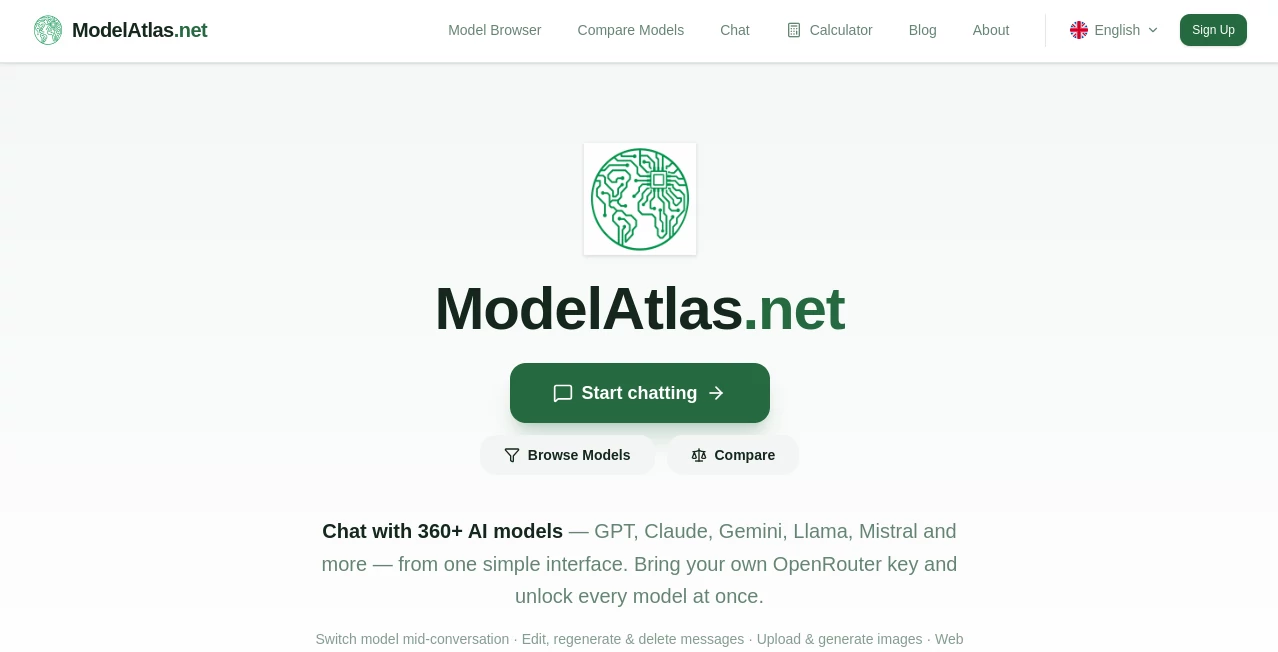 Screenshot of ModelAtlas.net – An AI tool in the ,AI Tools Directory ,Other  category, showcasing its interface and key features.