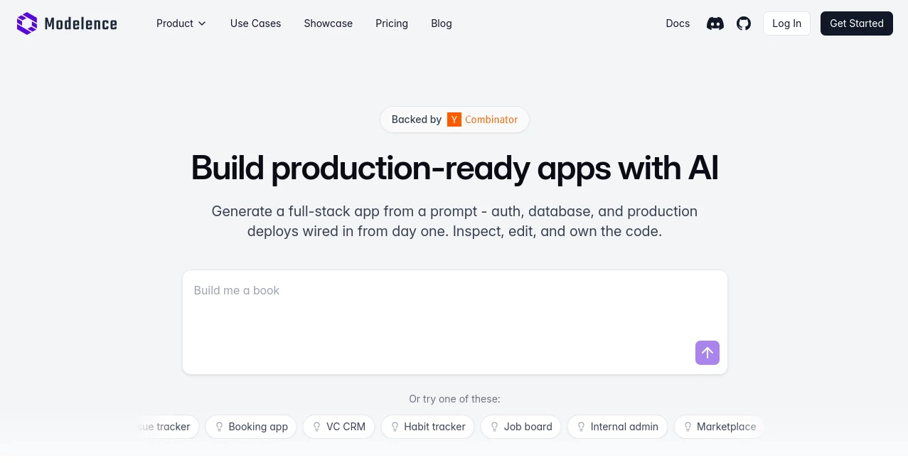 Screenshot of Modelence – An AI tool in the ,AI Website Builder ,AI No-Code & Low-Code ,AI Developer Tools ,AI App Builder  category, showcasing its interface and key features.