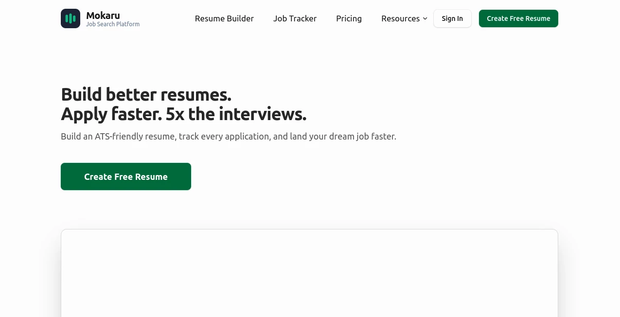 Screenshot of Mokaru – An AI tool in the ,AI Cover Letter Generator ,AI Productivity Tools ,AI Recruiting ,AI Resume Builder  category, showcasing its interface and key features.