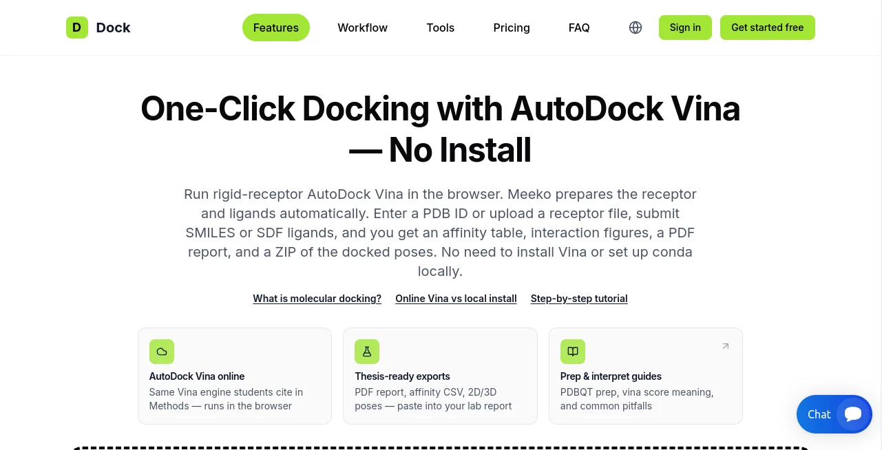 Screenshot of moleculardocking.online – An AI tool in the ,AI Developer Tools ,AI Research Tool ,AI Healthcare ,Education  category, showcasing its interface and key features.