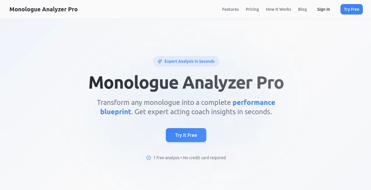 Screenshot of Monologue Analyzer Pro – An AI tool in the ,AI Creative Writing ,AI Content Generator ,AI Script Writing ,AI Writing Assistants  category, showcasing its interface and key features.