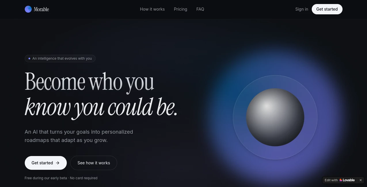 Screenshot of Morable – An AI tool in the ,AI Life Assistant ,AI Roadmap Generator ,AI Coaching ,AI Productivity Tools  category, showcasing its interface and key features.
