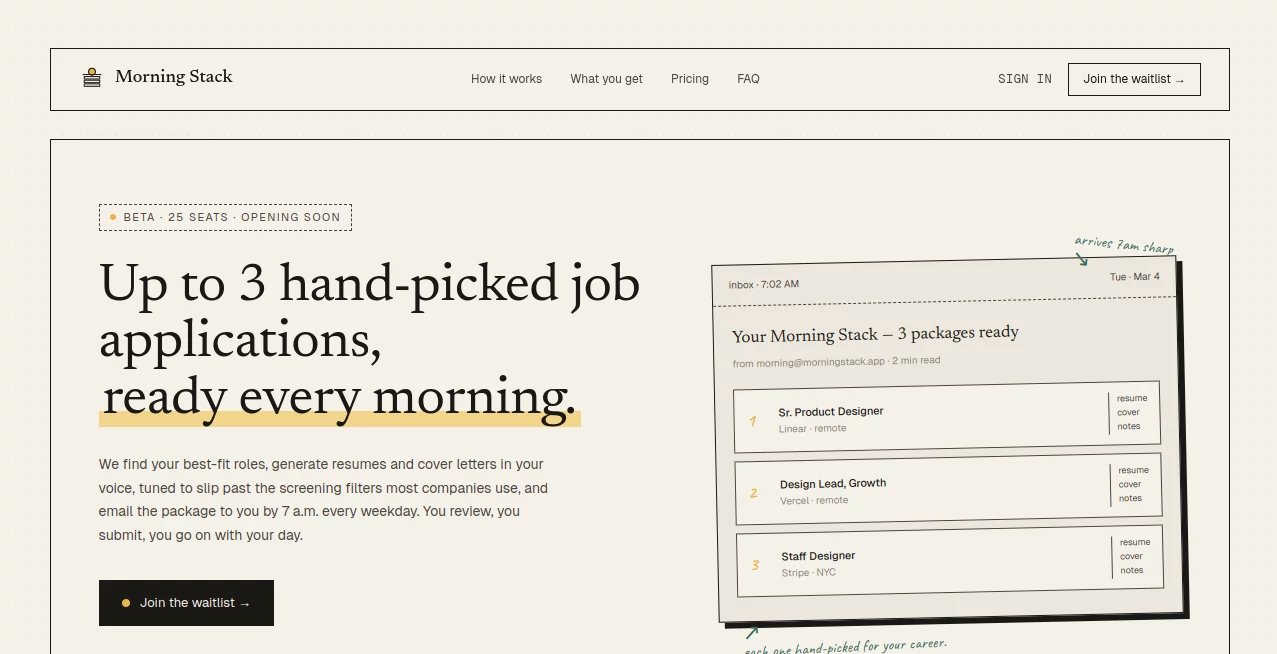 Screenshot of Morning Stack – An AI tool in the ,AI Productivity Tools ,AI Task Management ,AI Workflow Management ,AI Scheduling  category, showcasing its interface and key features.