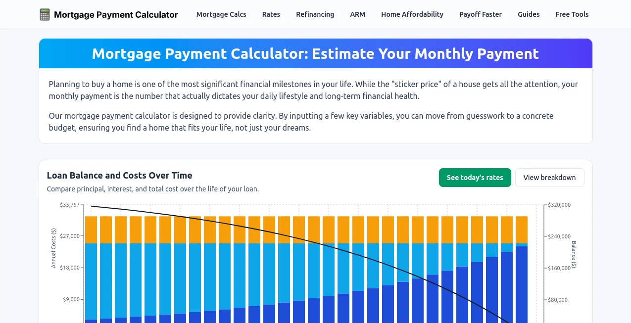 Screenshot of Mortgage Payment – An AI tool in the ,AI Life Assistant  category, showcasing its interface and key features.