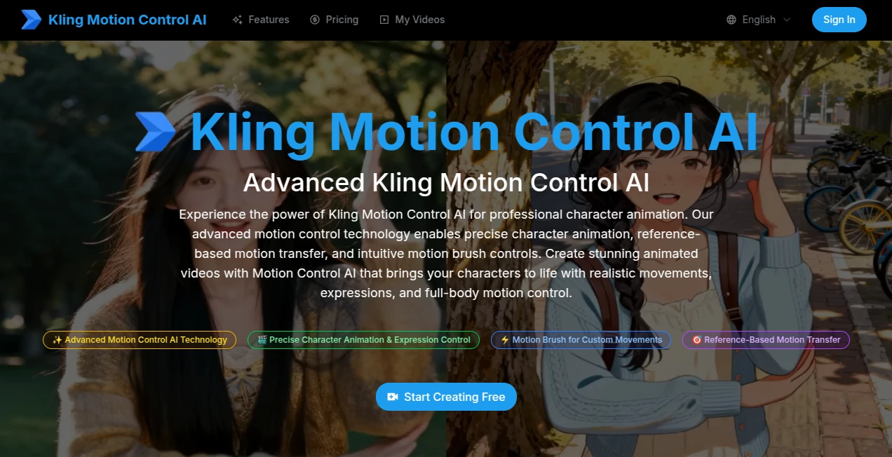 Screenshot of Motion Control – An AI tool in the ,AI Animated Video ,AI Image to Video ,AI Character ,AI Video Generator  category, showcasing its interface and key features.