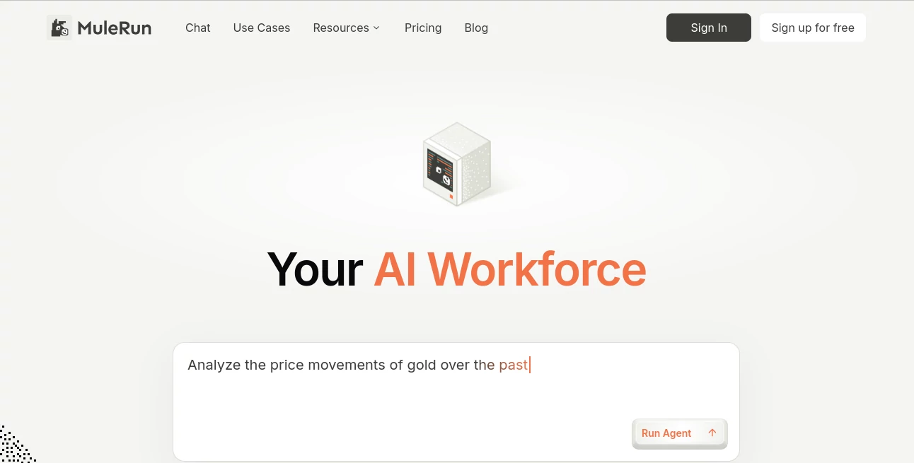 Screenshot of MuleRun – An AI tool in the ,AI Developer Tools ,AI App Builder ,AI Productivity Tools ,AI Workflow Management  category, showcasing its interface and key features.