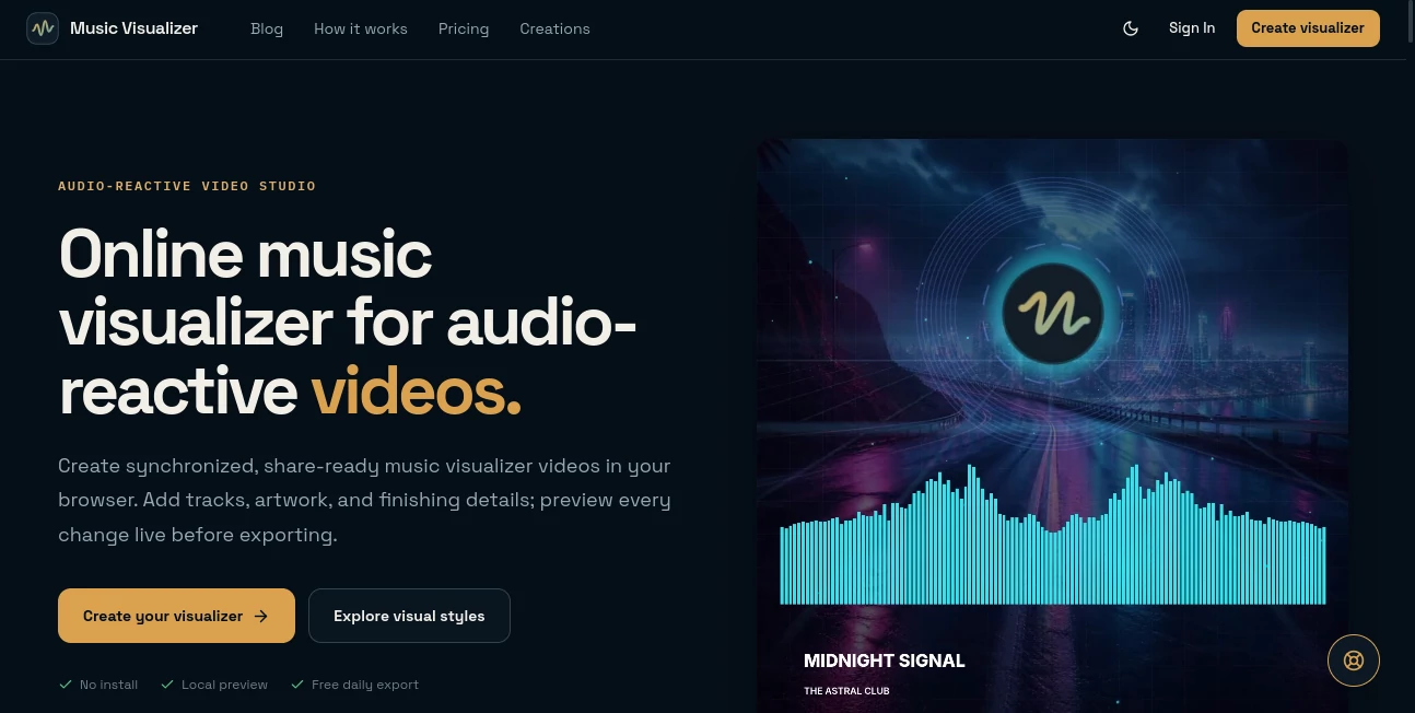 Screenshot of musicvisualizer – An AI tool in the ,AI Music Video Generator ,Video  category, showcasing its interface and key features.