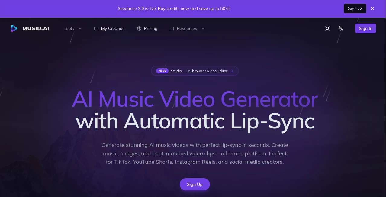 Screenshot of Musid AI – An AI tool in the ,AI Audio Enhancer ,AI Music Generator ,AI Voice & Audio Editing ,AI Text to Music  category, showcasing its interface and key features.