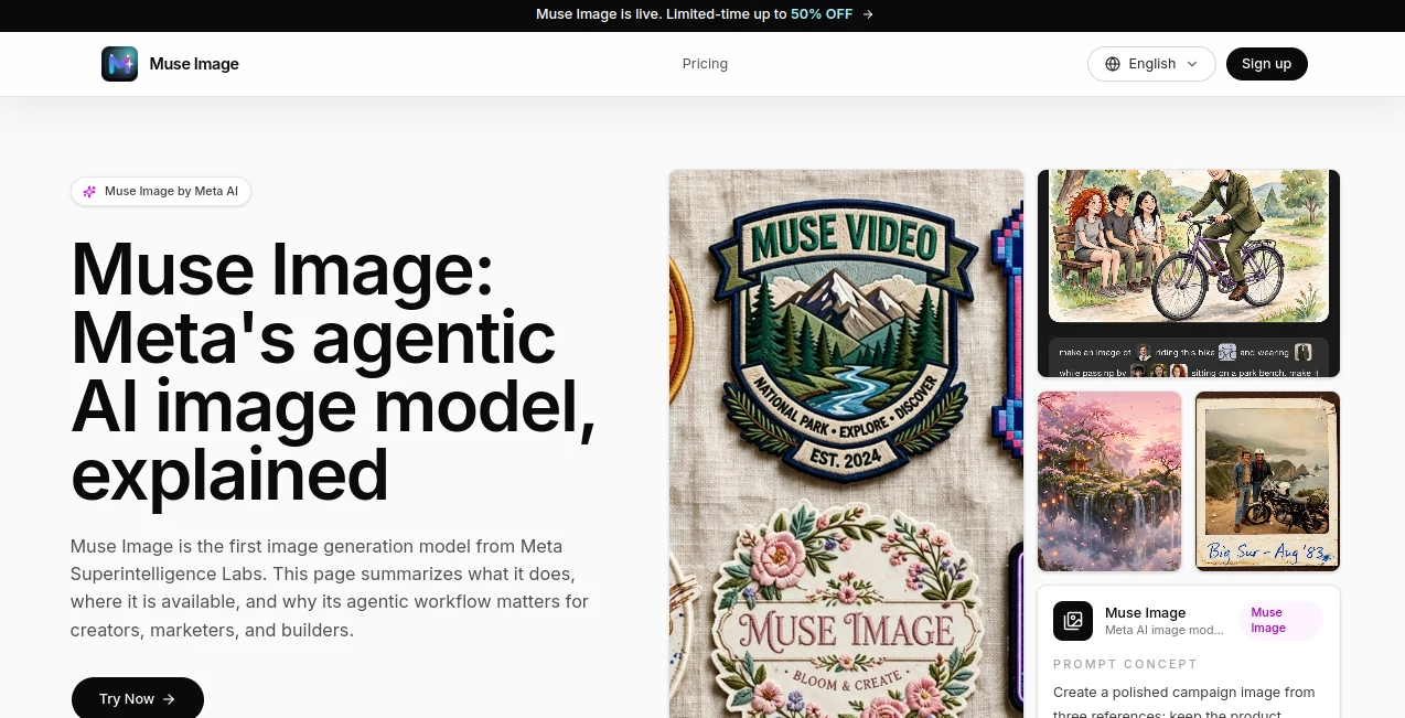 Screenshot of Muse Image – An AI tool in the ,AI Photo & Image Generator ,AI Photography ,AI Image to Image ,AI Text to Image  category, showcasing its interface and key features.