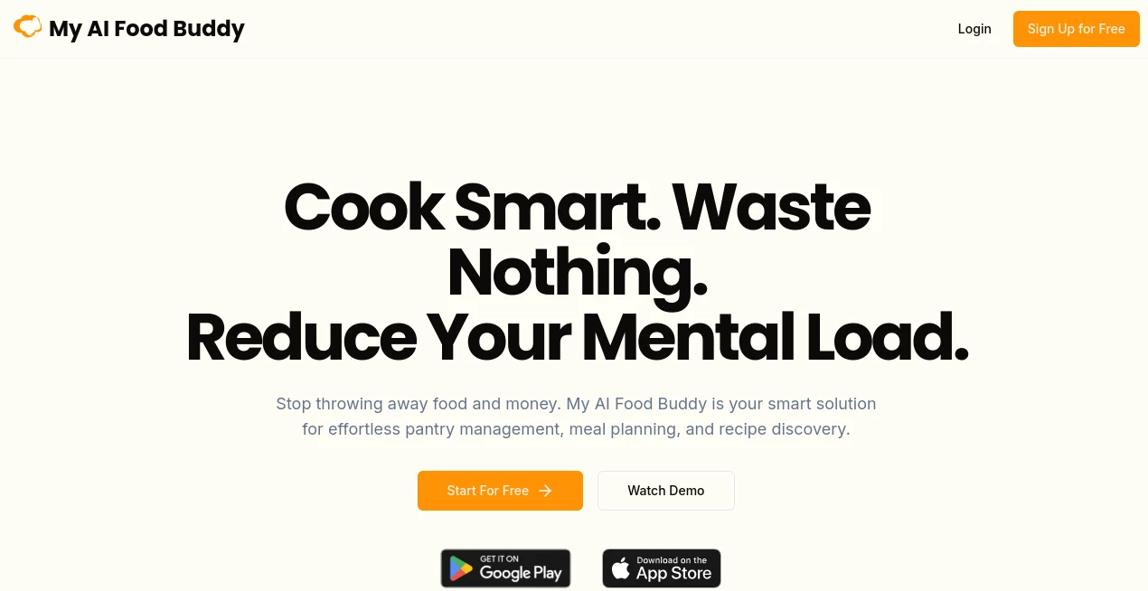 Screenshot of My AI Food Buddy – An AI tool in the ,AI Chatbot ,AI Cooking Assistant ,AI Recipe Assistant ,AI Life Assistant  category, showcasing its interface and key features.