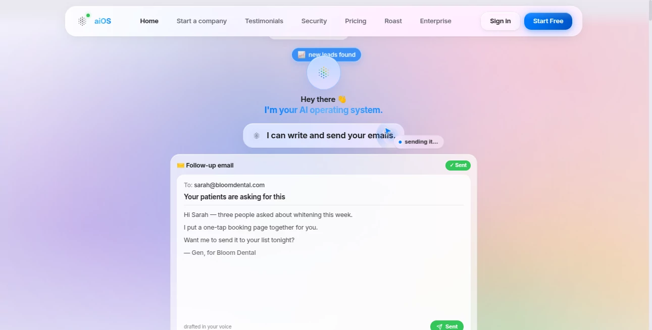 Screenshot of aiOS – An AI tool in the ,AI Marketing Plan Generator ,AI Productivity Tools ,AI Team Collaboration ,AI Workflow Management  category, showcasing its interface and key features.