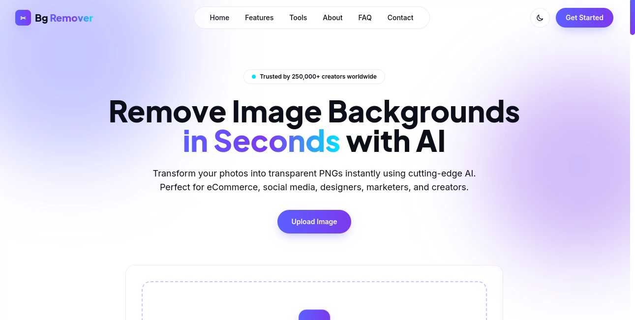 Screenshot of Bg Remover – An AI tool in the ,AI Photo & Image Generator ,Photo & Image Editor ,AI Background Remover ,AI Photography  category, showcasing its interface and key features.