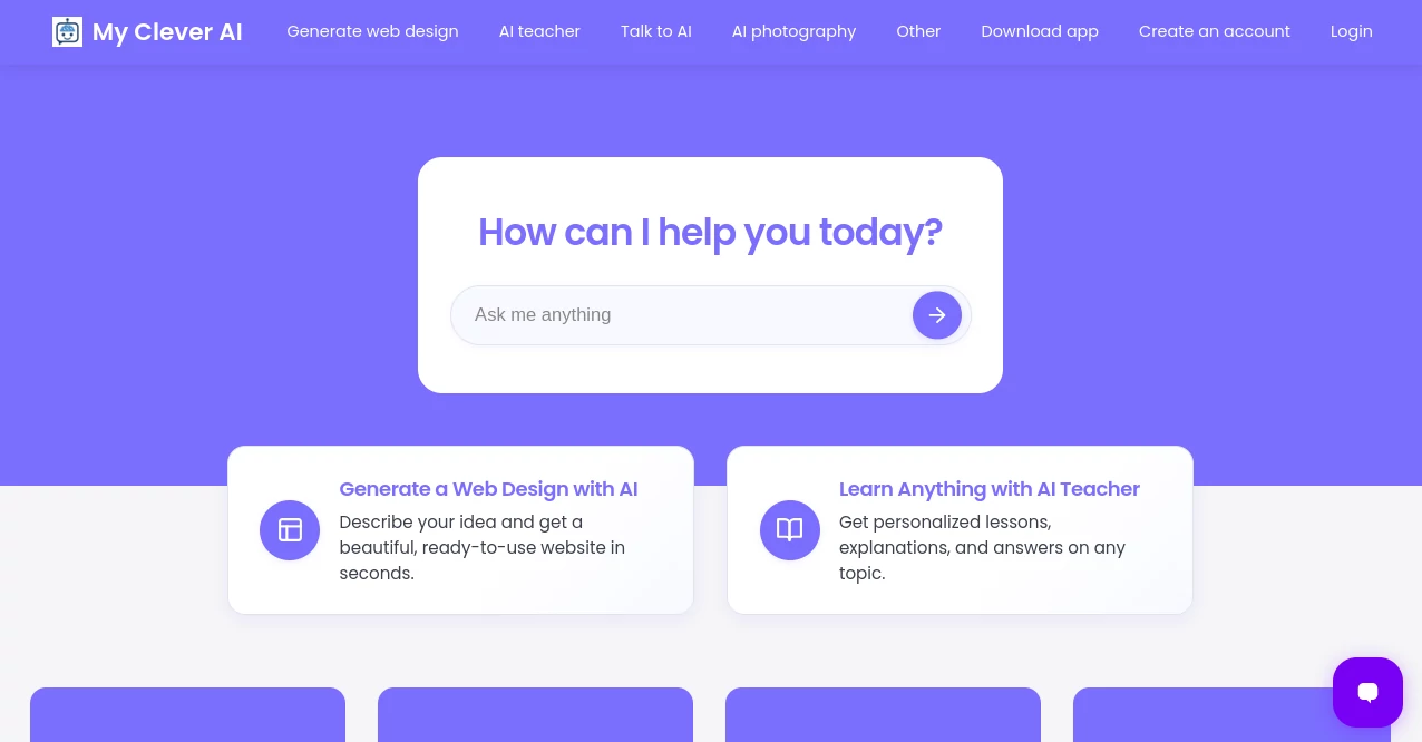 Screenshot of My Clever AI – An AI tool in the ,AI Tutorial ,AI Website Builder ,AI Productivity Tools ,AI Education Assistant  category, showcasing its interface and key features.