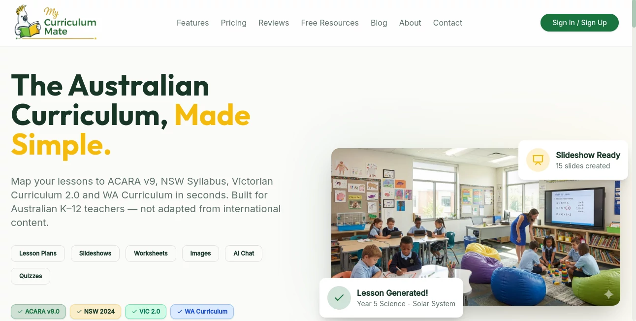Screenshot of My Curriculum Mate – An AI tool in the ,AI Tutorial ,AI Course ,AI Education Assistant  category, showcasing its interface and key features.