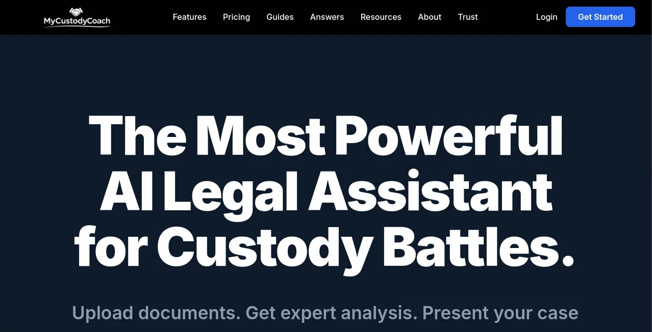 Screenshot of MyCustodyCoach – An AI tool in the ,AI Life Assistant ,AI Legal Assistant ,Other  category, showcasing its interface and key features.